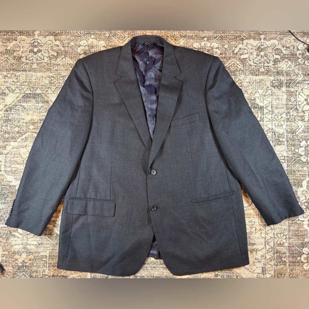Men’s Joseph & Feiss Houndstooth 100% Wool Sport Coat Blazer Size 46 R‎